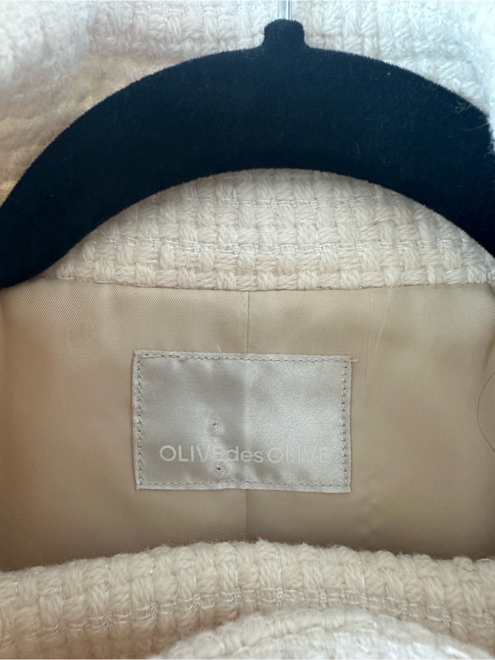 Womens Cream Short Wool-Blend Peacoat Jacket - Picture 4 of 6